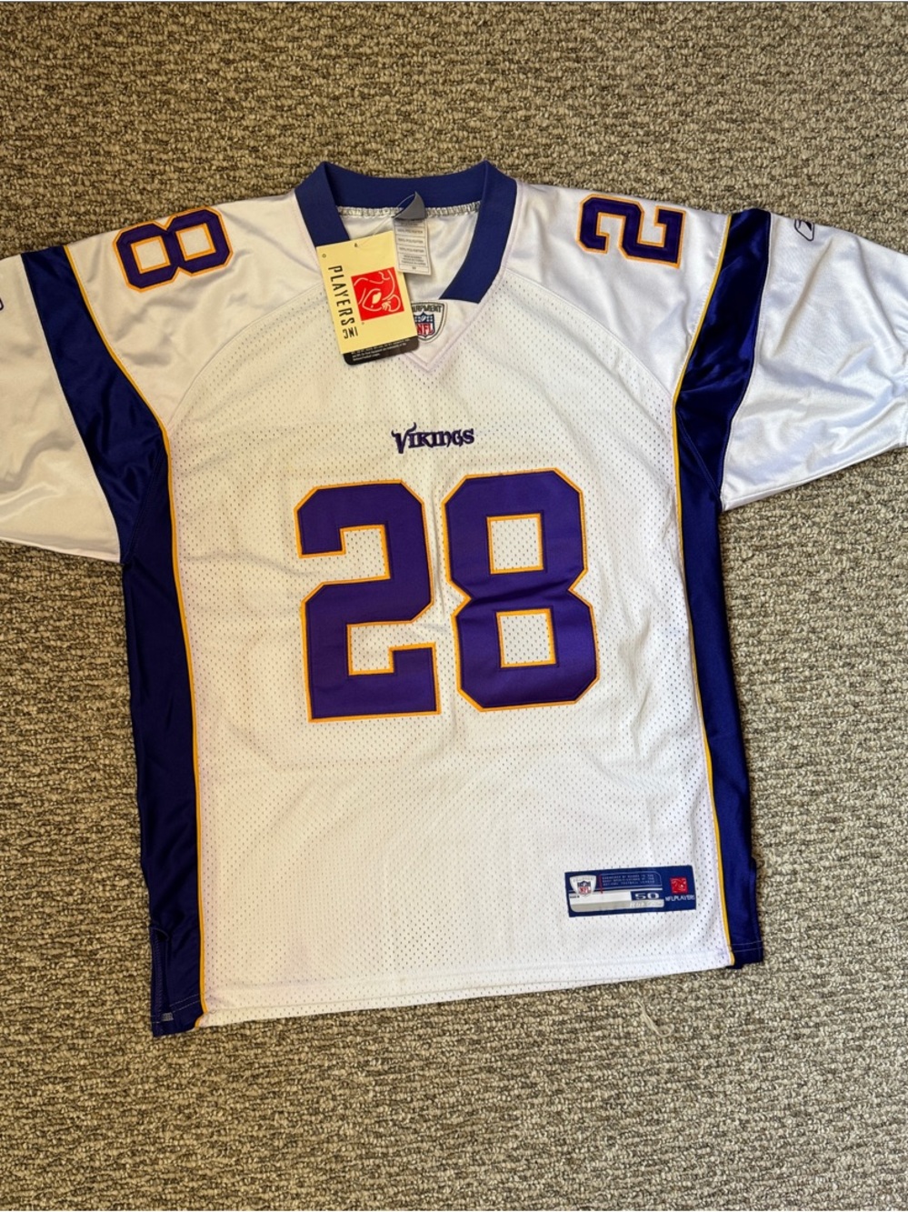 NFL White and Purple Authentic Football Jersey with Gold Trim